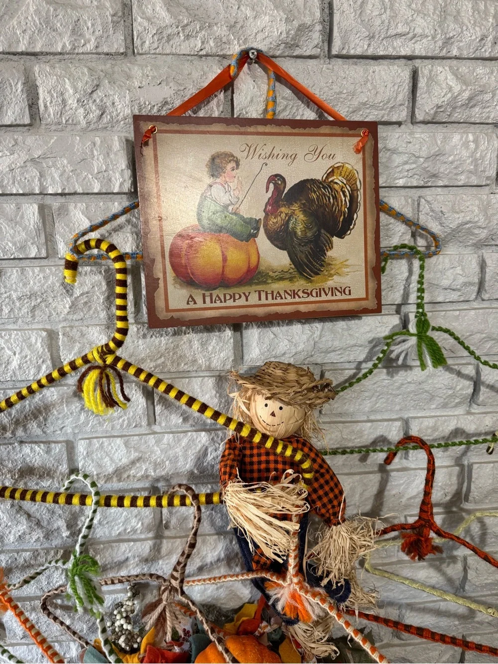 Handmade, crochet, covered hangers, Thanksgiving